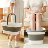 Cestillo de lavandería y baño de pies plegable - Cubo de inmersión de pies de plástico duradero con mango ergonómico, inmersión de pies/manos portátil, diseño que ahorra espacio, fácil de limpiar, esenciales para el autocuidado, baño de inmersión de pies