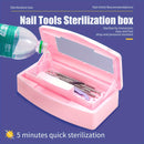 Caja desinfectante para herramientas de manicura rosa - Organizador con compartimentos para limpieza y almacenamiento, desinfección rápida en 5 minutos, ideal para salones de belleza, organizador para salón de uñas | Diseño compacto | Organizador eficien