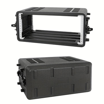 Estuche de amplificador de rack de 4U, montaje de viaje de carretera de DJ PA de audio profesional con espuma personalizada, ideal para almacenamiento de sistema de micrófono inalámbrico/amplificador/effect/mixer, 4U, negro