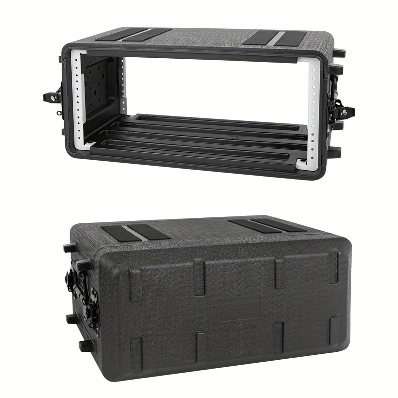 Estuche de amplificador de rack de 4U, montaje de viaje de carretera de DJ PA de audio profesional con espuma personalizada, ideal para almacenamiento de sistema de micrófono inalámbrico/amplificador/effect/mixer, 4U, negro