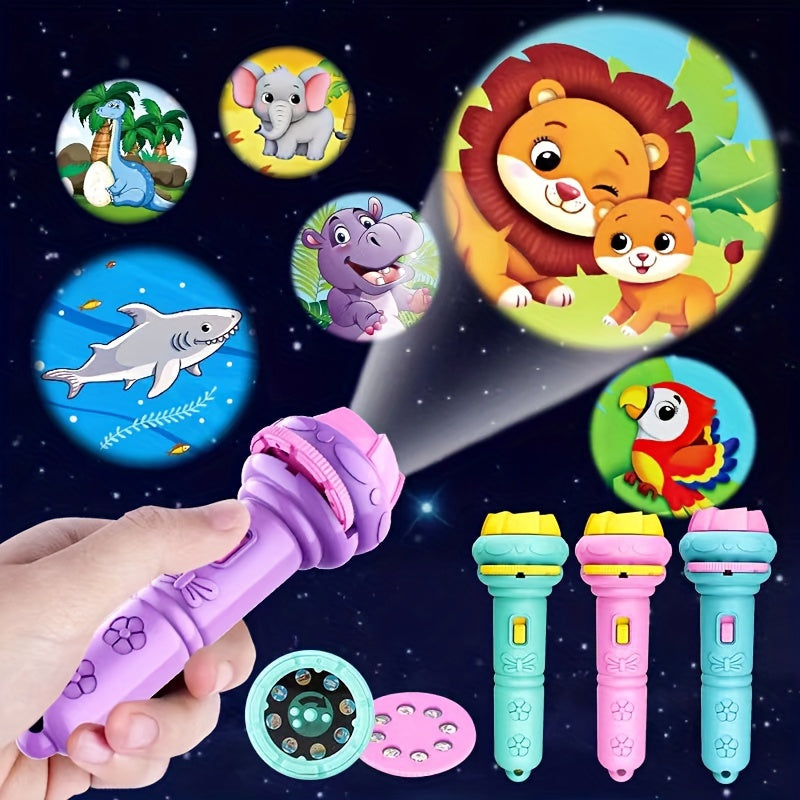 Linterna proyectora con 32 diseños, incluye juguetes divertidos para la hora de dormir: dinosaurios, animales, temas del océano, frutas y más. Juguete educativo y gran regalo para fiestas y Navidad