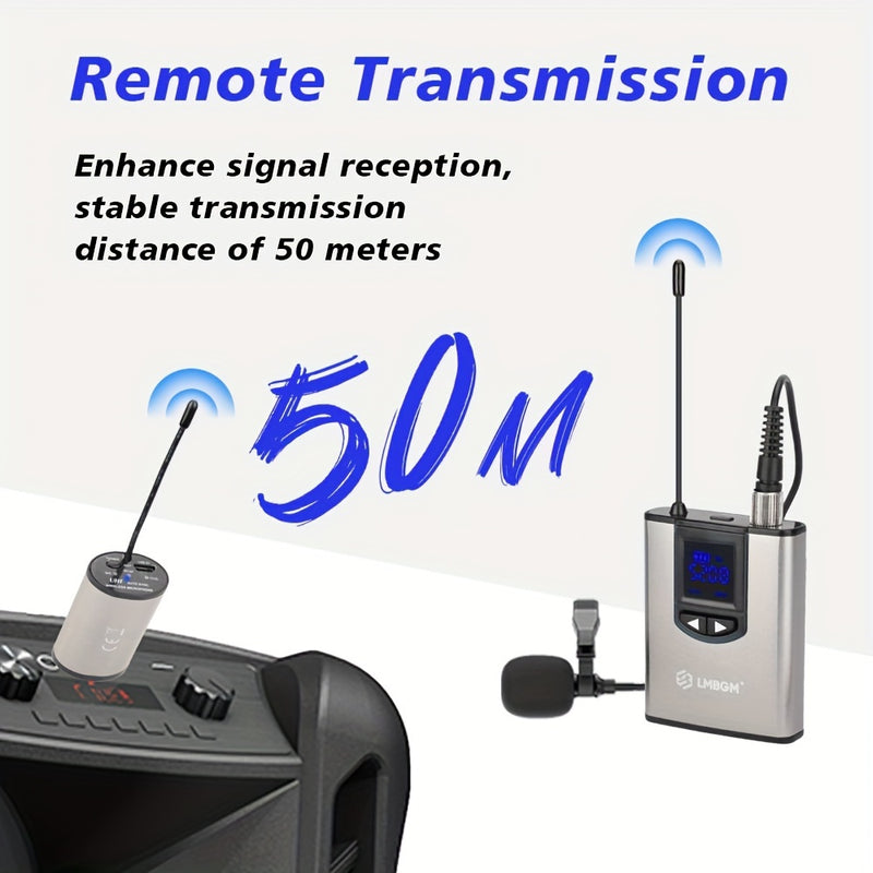 Conjunto sin varillas de auriculares y micrófono lavalier UHF para cuerpo metálico adecuado para clases, conferencias, transmisiones en vivo, actuaciones, bodas y otros escenarios