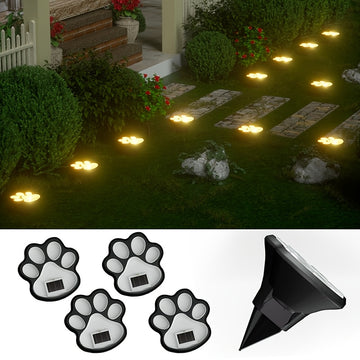 Juego de 4 Luces Solares LED en Forma de Garra para Perros - Luces Enterradas con Huella para Decoración de Patios y Caminos Exteriores