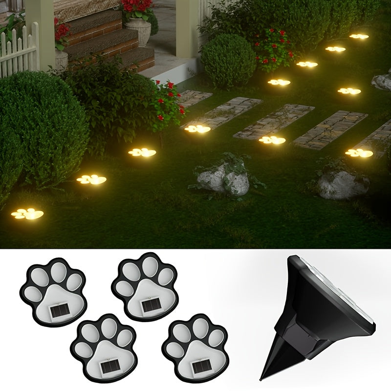 Juego de 4 Luces Solares LED en Forma de Garra para Perros - Luces Enterradas con Huella para Decoración de Patios y Caminos Exteriores