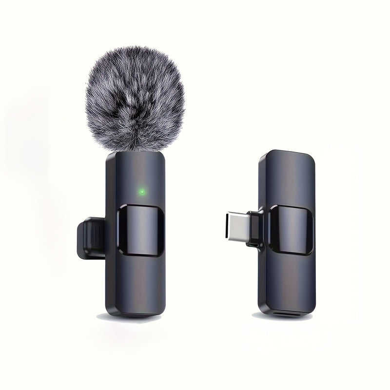 Sistema de micrófono inalámbrico de lavalle con interfaz USB Type-C, batería recargable, inalámbrico de 2,4 GHz, diseño compacto para transmisión en vivo y grabación de VLOG.