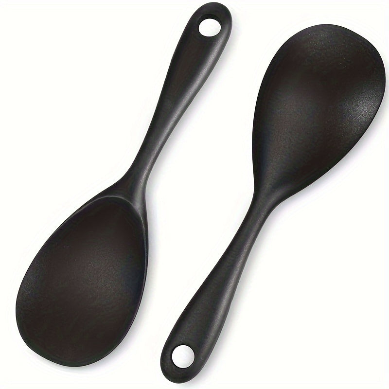 1/2/4X Cuchara de Arroz de Silicona, Antiadherente y Resistente al Calor, Cuchara de Servir Arroz para Cocedor de Arroz (Negro), Reayou