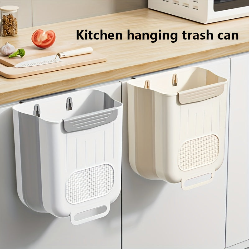 Organizador de basura de cocina plegable de plástico - Bote de basura para colgar en pared o puerta de gabinete con diseño perforado para drenaje fácil, solución de almacenamiento que ahorra espacio, función Easyhang, organizadores y almacenamiento para