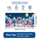 2D Banner de Puerta, 1 Pieza, Escena de Pueblo Navideño con Casas Cubiertas de Nieve, Casa de Jengibre y Cielo Lunar - Poliéster, Ideal para Decoraciones Navideñas, Bodas y Celebraciones de Jardín al Aire Libre, Decoraciones Navideñas