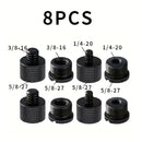 Conjunto de 8 Adaptadores de Tornillo para Micrófono de Aleación de Aluminio - Hembra de 5/8" a Macho de 3/8", Hembra de 3/8" a Macho de 5/8", Hembra de 5/8" a Macho de 1/4", Hembra de 1/4" a Macho de 5/8" - Conectores Roscados Duraderos para la Montaje