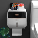 ASWEI Cajón de pañuelos de pared de gran capacidad con estantería, soporte de papel higiénico de plástico autoadhesivo, organizador de pared para baño y cocina