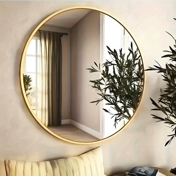 Espejo redondo de pared, 1 pieza, sin necesidad de energía, espejo de cristal para tocador de baño y dormitorio, decoración del hogar, accesorios de baño