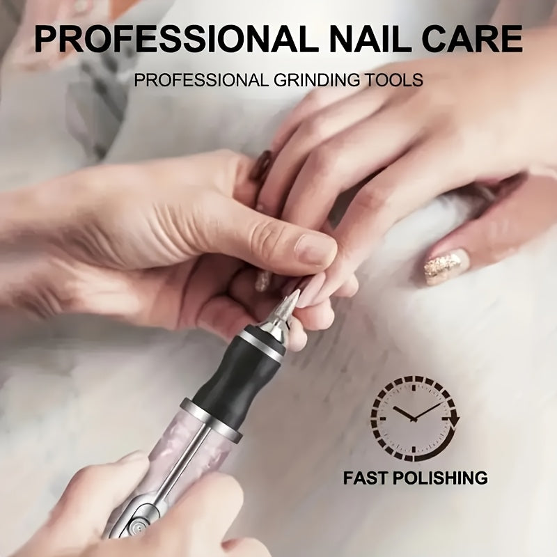 Kit de manicura y pedicura eléctrico portátil, incluye 12 piezas de taladro de uñas y 6 correas de lijado, ajuste de velocidad inteligente de 4 velocidades, esencial para un aseo preciso.