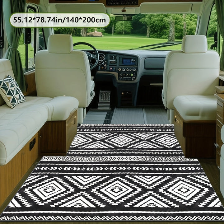 Estampado digital 2D plano con patrón geométrico, alfombra decorativa de estilo moderno, alfombra interior de RV, alfombra de tienda, alfombra de patio, alfombra de bienvenida, alfombra de camping, adecuada para camping al aire libre, senderismo, viajes