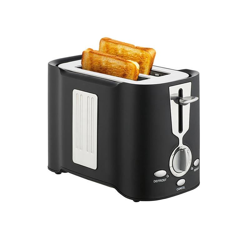 Toaster de acero inoxidable negro de 2 rebanadas con función de hacer sandwiches y congelador - Material duradero de PP, fácil de limpiar, perfecto para desayuno en casa, fabricante de sandwiches