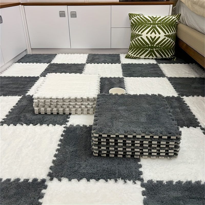 20 unidades de Alfombra de Espuma de Poliéster y EVA Lavable a Mano y Tatami Amovible para Dormitorio y Hogar, Baldosas de Alfombra Personalizables - 29,97 x 29,97 cm Cada Una