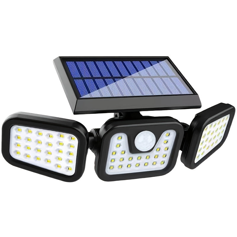 1 pza. luz solar para exteriores con 74 LED, luz de pared, 3 modos, sensor de movimiento, luz de seguridad, ideal para garaje, jardín, camping, camino, patio, porche