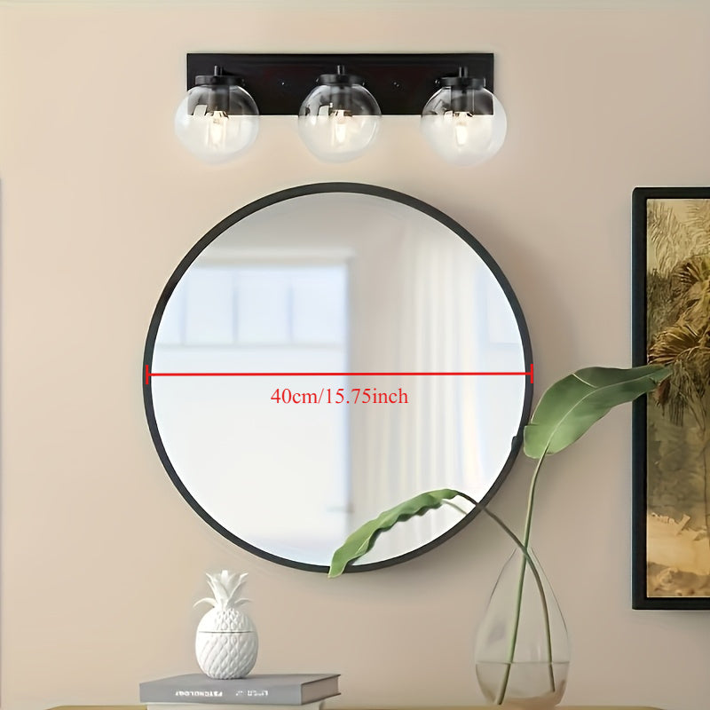 Espejo de Pared Redondo de 15.7 Pulgadas | Alta Definición, Marco Delgado | Versátil en Negro o Dorado | Estilo Minimalista Moderno para Baño y Sala de Estar | Fácil Instalación