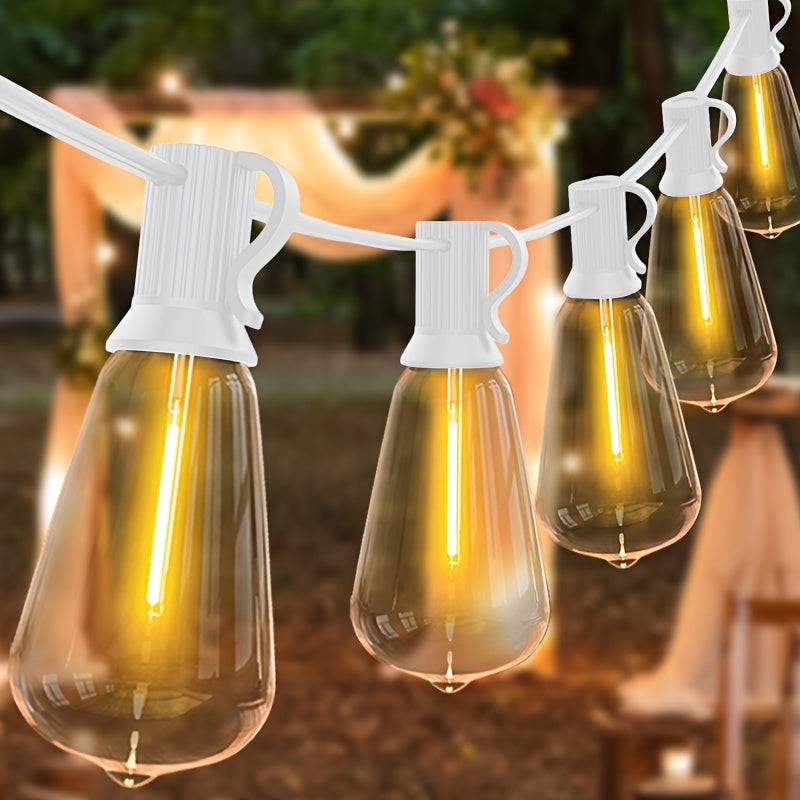 Luces de cuerda para exteriores, 32.31metro/26.21metro/17.07metro/12.8metro/9.14metro/5.49metro Luces de patio blancas con bombillas LED a prueba de roturas y ahorro de energía - Luces de exterior colgantes impermeables para jardín, porche, cubierta, jar