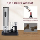 Juego de 5 en 1 para abrir botellas eléctricas, regalo creativo, abridor de vino tinto, abridor de batería seca, juego con base para verter y almacenar vino, completamente funcional.