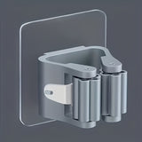 4 piezas Ganchos de plástico para utensilios, Soporte para trapeadores y escobas montado en la pared, Fuerte adhesión sin taladro para baño y cocina