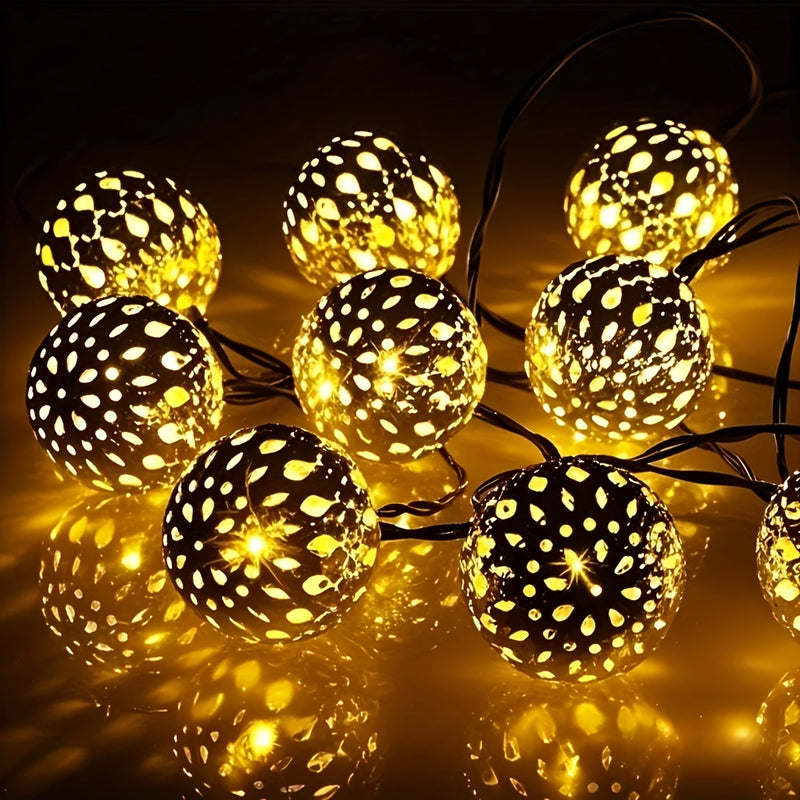 Luces de cuerda de farol moro con energía solar - Luminarias de hadas LED amarillas y doradas con cable negro, ideales para decoración al aire libre, aniversarios y ocasiones festivas, luces solares al aire libre.