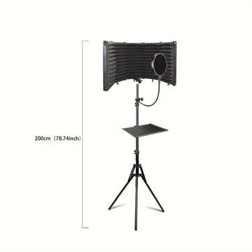 Cabina de aislamiento de micrófono GELELEAFMIC Studio con trípode ajustable de altura, filtro de espuma de alta densidad, pantalla antiviento plegable para micrófonos dinámicos y de condensador, para grabación, podcasting, transmisión en vivo, canto, toc