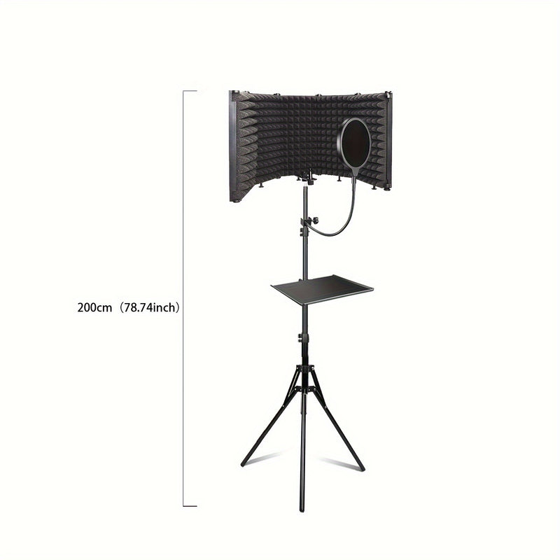 Cabina de aislamiento de micrófono GELELEAFMIC Studio con trípode ajustable de altura, filtro de espuma de alta densidad, pantalla antiviento plegable para micrófonos dinámicos y de condensador, para grabación, podcasting, transmisión en vivo, canto, toc