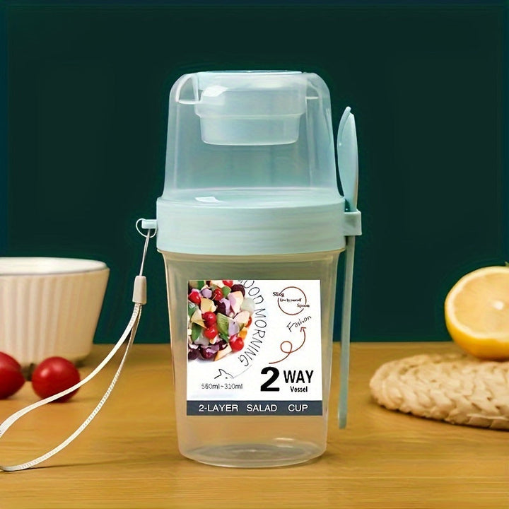 1 taza de ensalada, taza de ensalada con sacudidor, recipiente de ensalada saludable de plástico con tenedor, picnic, camping, viajes al aire libre, senderismo, deportes, almuerzos fáciles, desayunos, tazas de ensalada, Navidad, Halloween, festivales de