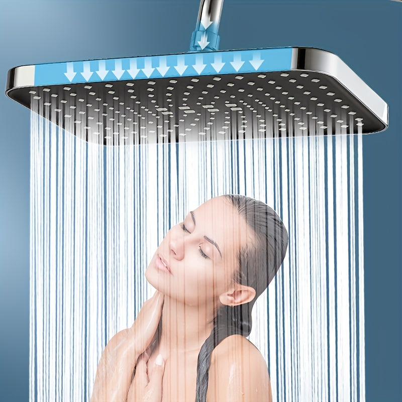 1 cabezal de ducha de lluvia a alta presión ABS, cabezal de ducha de lujo para baño, ángulos ajustables, boquillas de silicona antiobstrucción, ahorro de agua (rectangular y circular), accesorios para baño