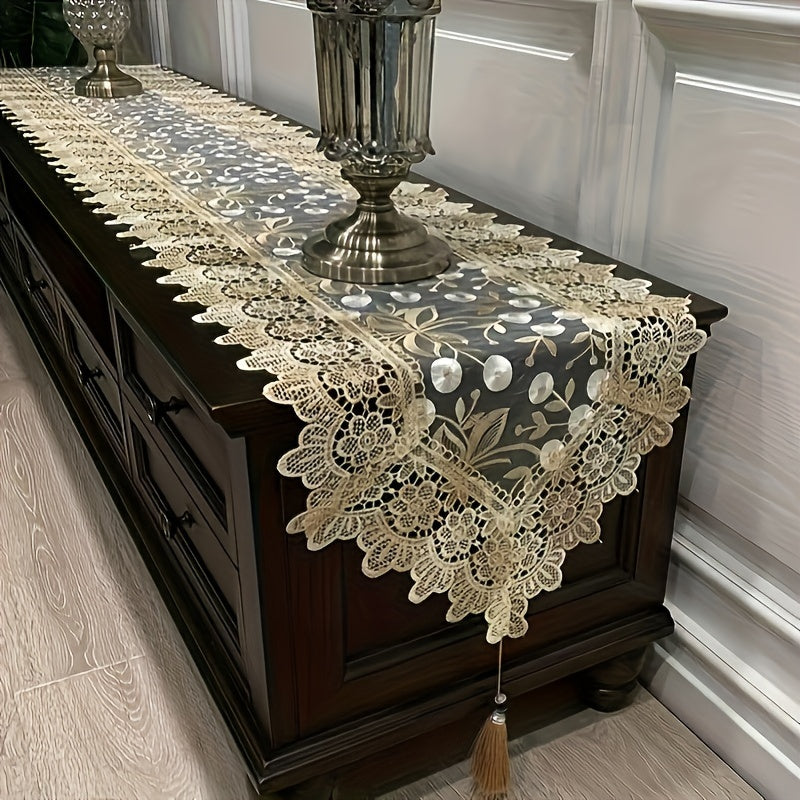 Cubierta de encaje para mesa de centro europea, escritorio de tocador americano, zapatero o gabinete de TV, tela larga antideslizante para proteger del polvo