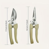 Tijeras de podar multifuncionales de acero inoxidable, tijeras de jardinería, tijeras específicas para jardín, cortadores de ramas de flores, tijeras de hoja curva y recta, para recortar plantas en macetas, 2 piezas