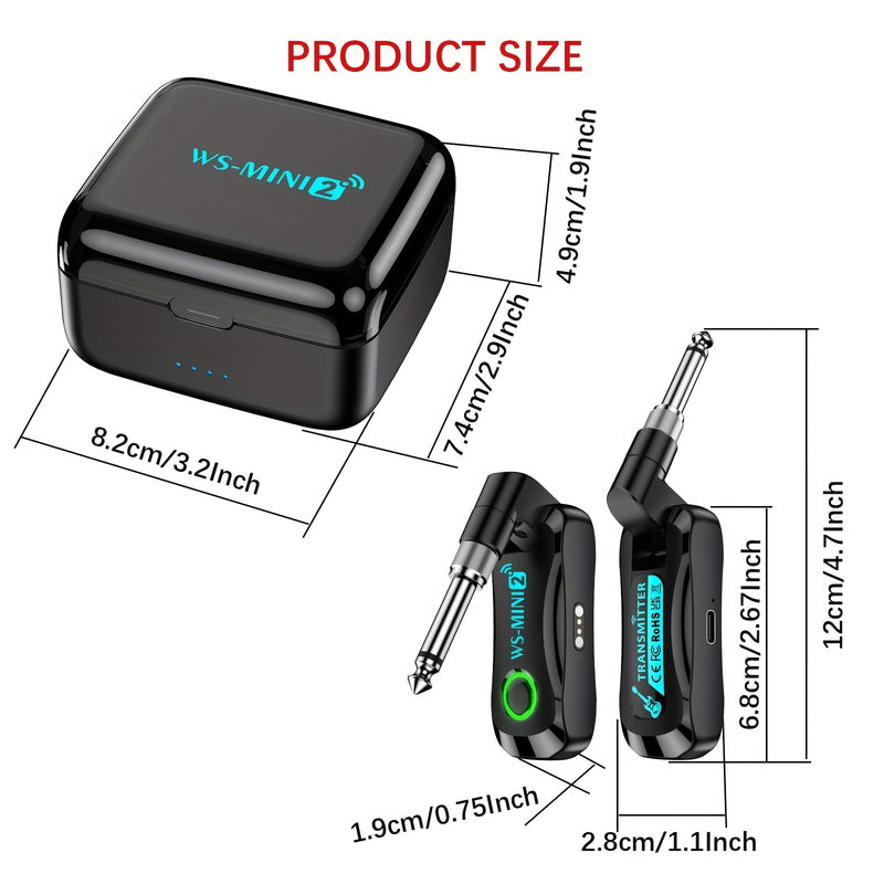 Sistema inalámbrico para guitarra con estuche de carga, transmisor y receptor inalámbrico recargable para guitarra y bajo de 2.4Ghz, equipo de grabación de estudio, estuche portátil, rendimiento confiable, transmisor para instrumentos, para presentacione