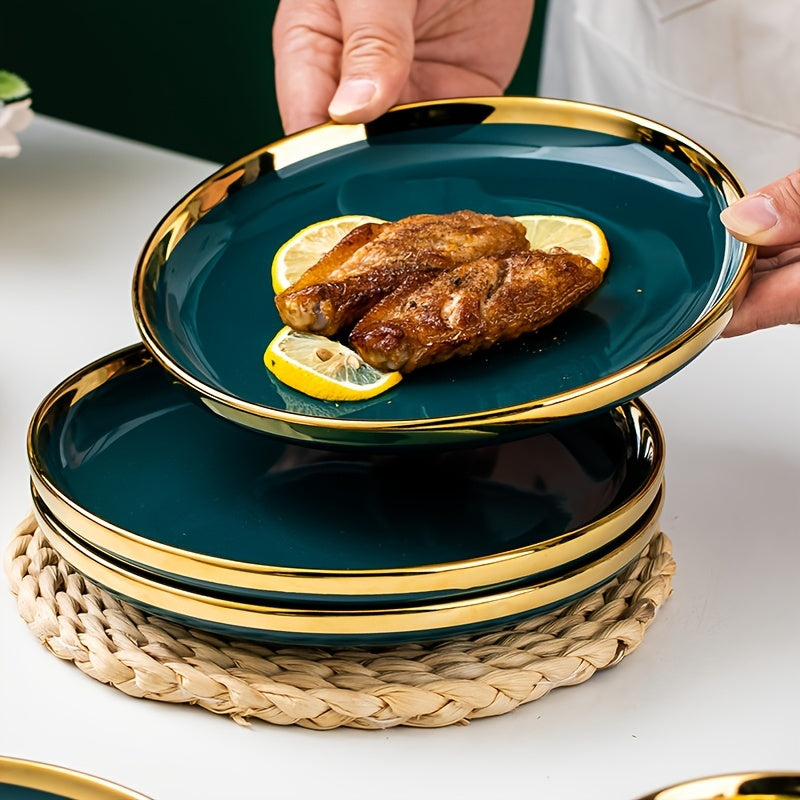 3 piezas de platos lujosos y elegantes para cena, uso en el hogar, platos para pasta de lujo, platos para bocadillos, platos para carne