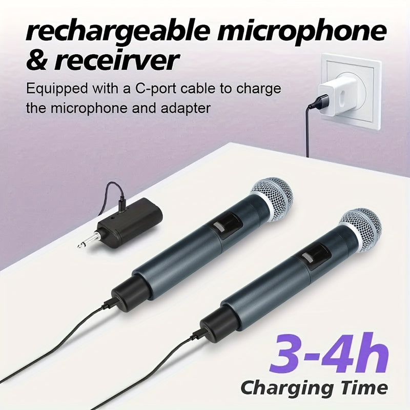 Micrófono sin varillas Dinámico Recargable para Canto de Karaoke, Bodas, DJ y Discursos con Anillo Antideslizante e Incluye Adaptador de 3.5mm