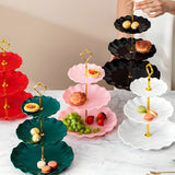 Bandeja de plástico de 3 niveles para dulces, frutas secas o frutas, estilo festivo, ideal para fiestas, bodas, restaurantes y buffets, 1 unidad