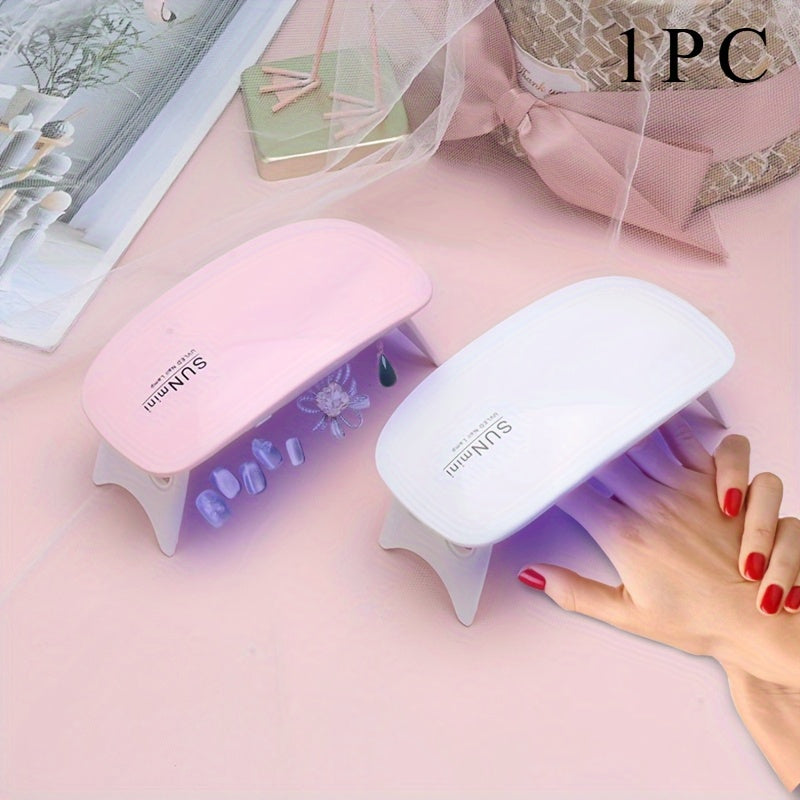 1 lámpara de uñas portátil mini con 6/LED de luz - Rosa y blanca, alimentada por USB, diseño plegable, adecuada para pulir y secar gel - Ideal para el cuidado de manos, pies y uñas