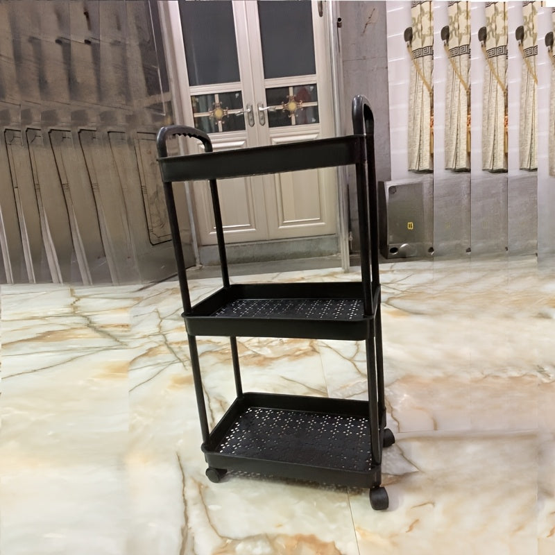 Carrito Organizador de Almacenamiento Multinivel - Plástico Duradero, Fácil de Mover, Ideal para Cocina, Baño, Dormitorio - Blanco y , 2D Plano