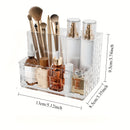 Organizador de maquillaje transparente de lujo con divisores, almacenamiento de cosméticos para lápices de cejas y cuidado de la piel, organizador plástico liviano para baño o tocador, organizadores de maquillaje