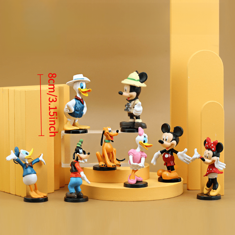 8 piezas de figuras de Mickey, Minnie y Donald, perfectas para decoración, regalos o regalos de cumpleaños.