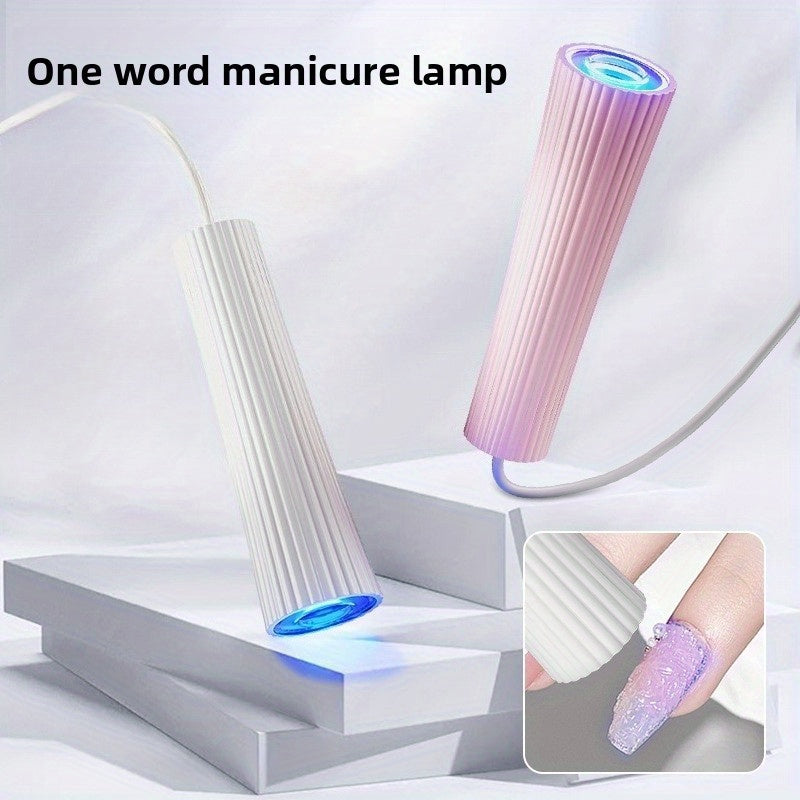 Secador de Uñas Portátil con Alimentación USB, Diseño Cilíndrico Compacto para Uñas de Manos y Pies con Estampado Blanco y Rosa, Accesorio Ideal para Manicura en Casa—Regalo Perfecto para Mujeres en 10 Ocasiones Especiales (Navidad, Halloween, Pascua, Dí