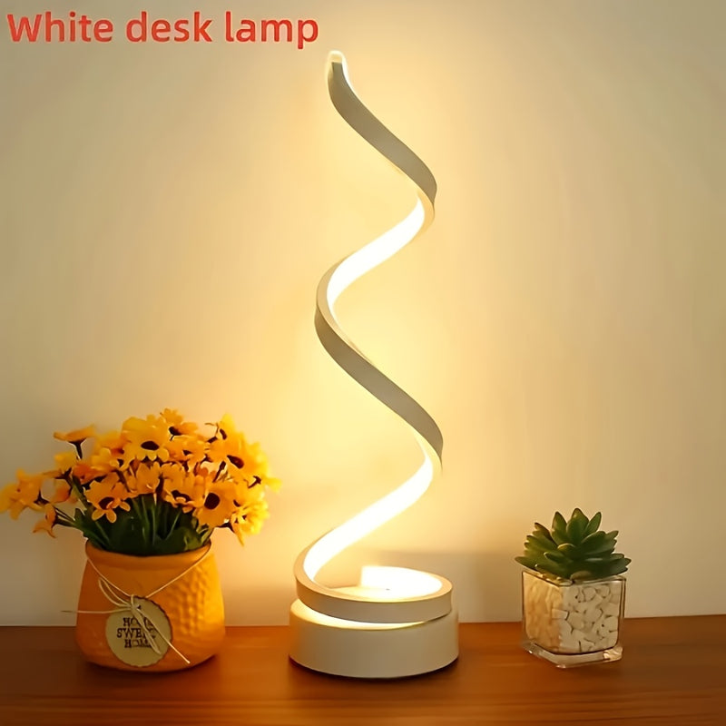 Lámpara de mesa creativa estilo retro - Brazo espiral ajustable, luz cálida suave, diseño multifuncional que ahorra espacio para dormitorio, estudio, sala de estar, regalo ideal para amigos y familiares.