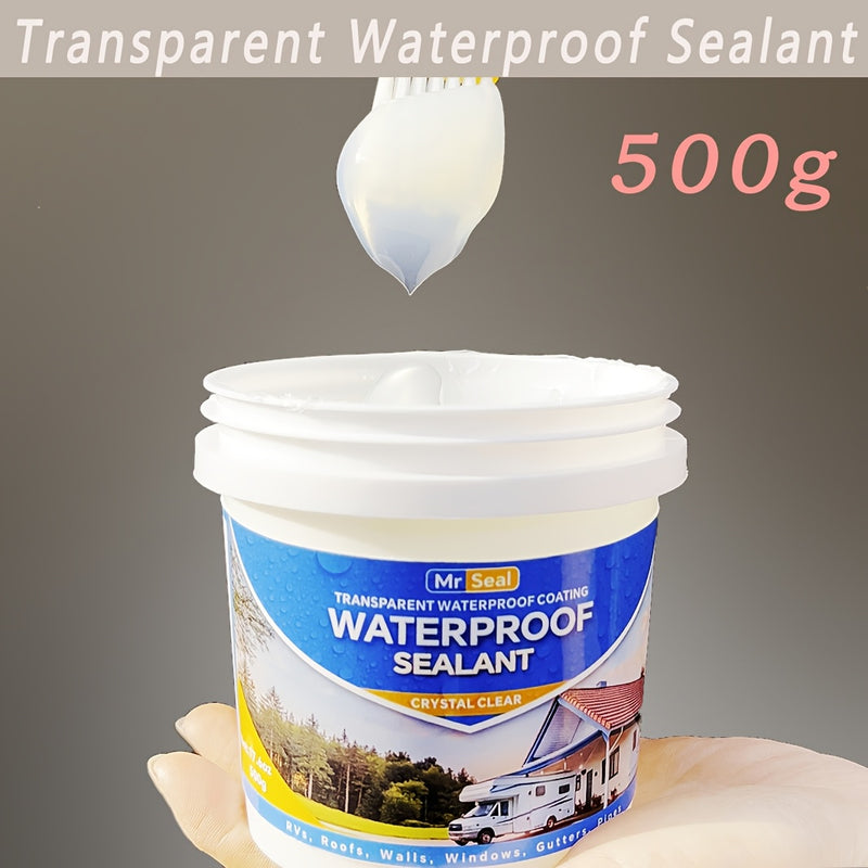 Sellador transparente y impermeable - 500g, sellador transparente para ventanas y techos de vehículos, automóviles, azulejos, pisos, paredes y techos - Duradero, de larga duración y resistente al clima, sella para vehículos, mejoras interiores de RV, vis