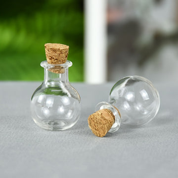30 piezas de botellas de vidrio miniatura con tapa de corcho - Estilo bohemio, transparente, suministros de botellas de deseo DIY para bodas, cumpleaños y fiestas, solo lavado a mano, decoración de fiestas | Estilo bohemio | Acabado brillante