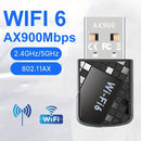 Adaptador WiFi AX900Mbps USB para PC, Adaptador sin varillas Dual-Band 600Mbps 5GHz+286Mbps 2.4GHz Transceptor de Red Inalámbrica con Controlador Integrado WPA3 para Portátil y Escritorio, Compatible con Windows 11/10/7