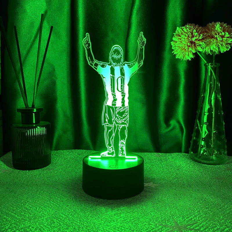 10 Jugadores de fútbol Luz nocturna 3D - Control táctil, Alimentado por USB, Regalo para fanáticos de los deportes
