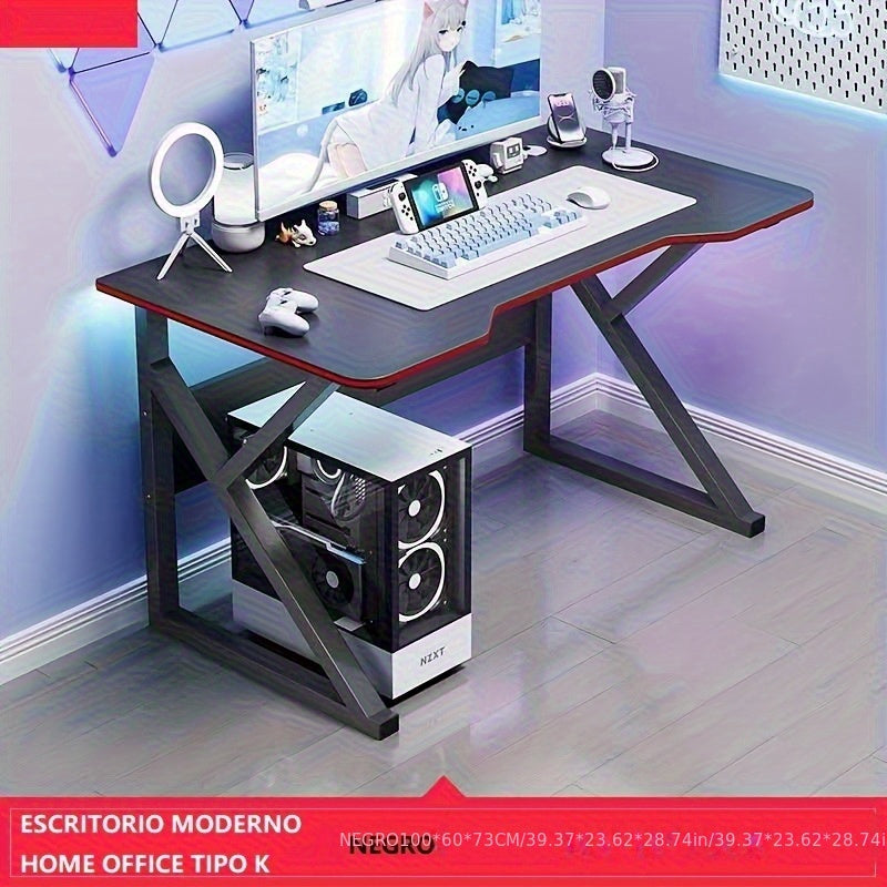 Escritorio de computadora para deportes electrónicos - Escritorio de pie con altura ajustable de 27" (68,58"), superficie laminada blanca/negra, estructura de acero duradera y parte superior de tablero de fibra para oficina en casa y configuración de jue