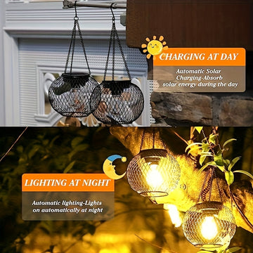 2pcs/4pcs Nueva Linterna Solar Exterior, Versión Mejorada Lámpara Solar Colgante para Jardín Exterior, Candelabro Metálico Decorativo, Luz Solar de Árbol Adecuada para Jardín, Patio y Camino