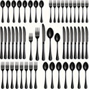 Juego de cubiertos de acero inoxidable estilo occidental, 40 piezas, para 8 personas, color negro, incluye cuchillo, tenedor, cuchara, tenedor de postre y cuchara de postre, ideal para restaurantes familiares, hoteles y banquetes de bodas, seguro para la