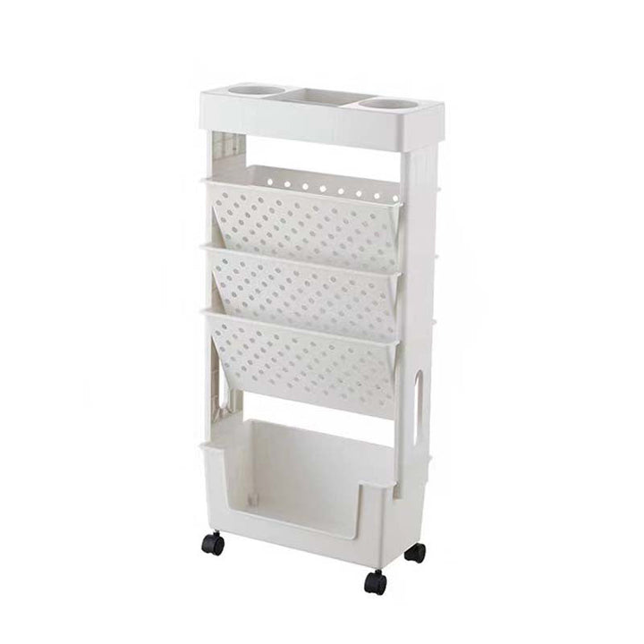 Estantería de 5 Niveles con Ruedas - Almacenamiento Multifuncional para Libros, Revistas y Periódicos - Ideal para Escuela, Aula, Oficina, Dormitorio o Sala