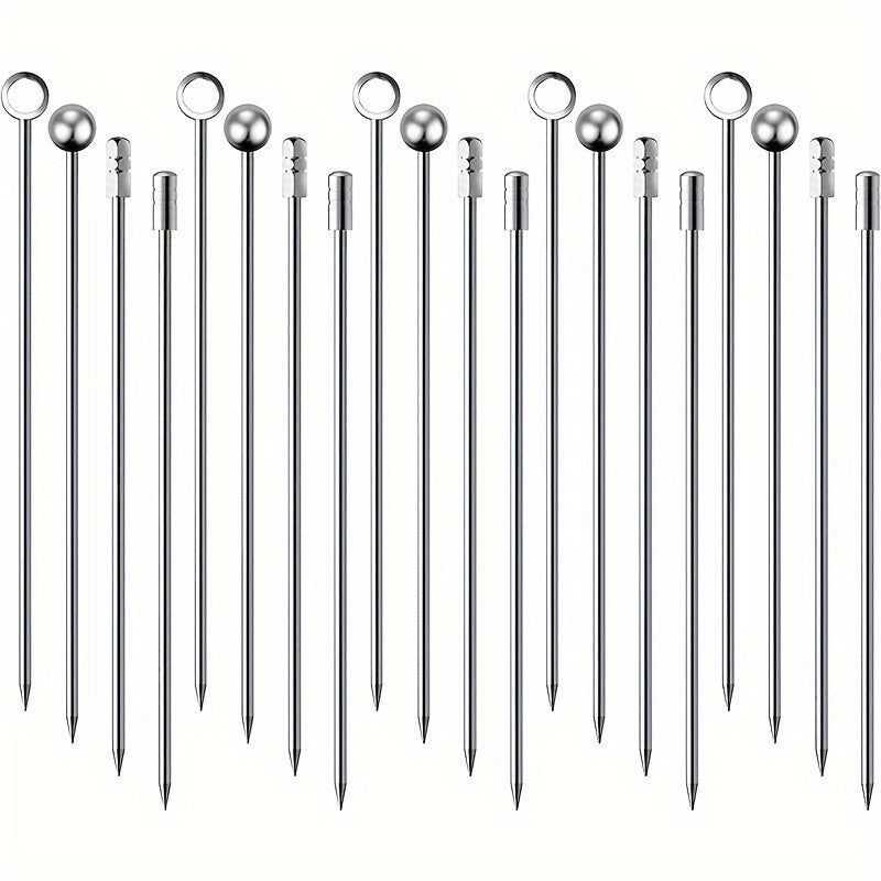 5/10/15/20/40, Palillos para cócteles, Palillos de acero inoxidable para martinis, Brochetas de metal reutilizables para aceitunas aperitivos Bloody Mary Brandied, Palillos de metal para aceitunas aperitivos frutas